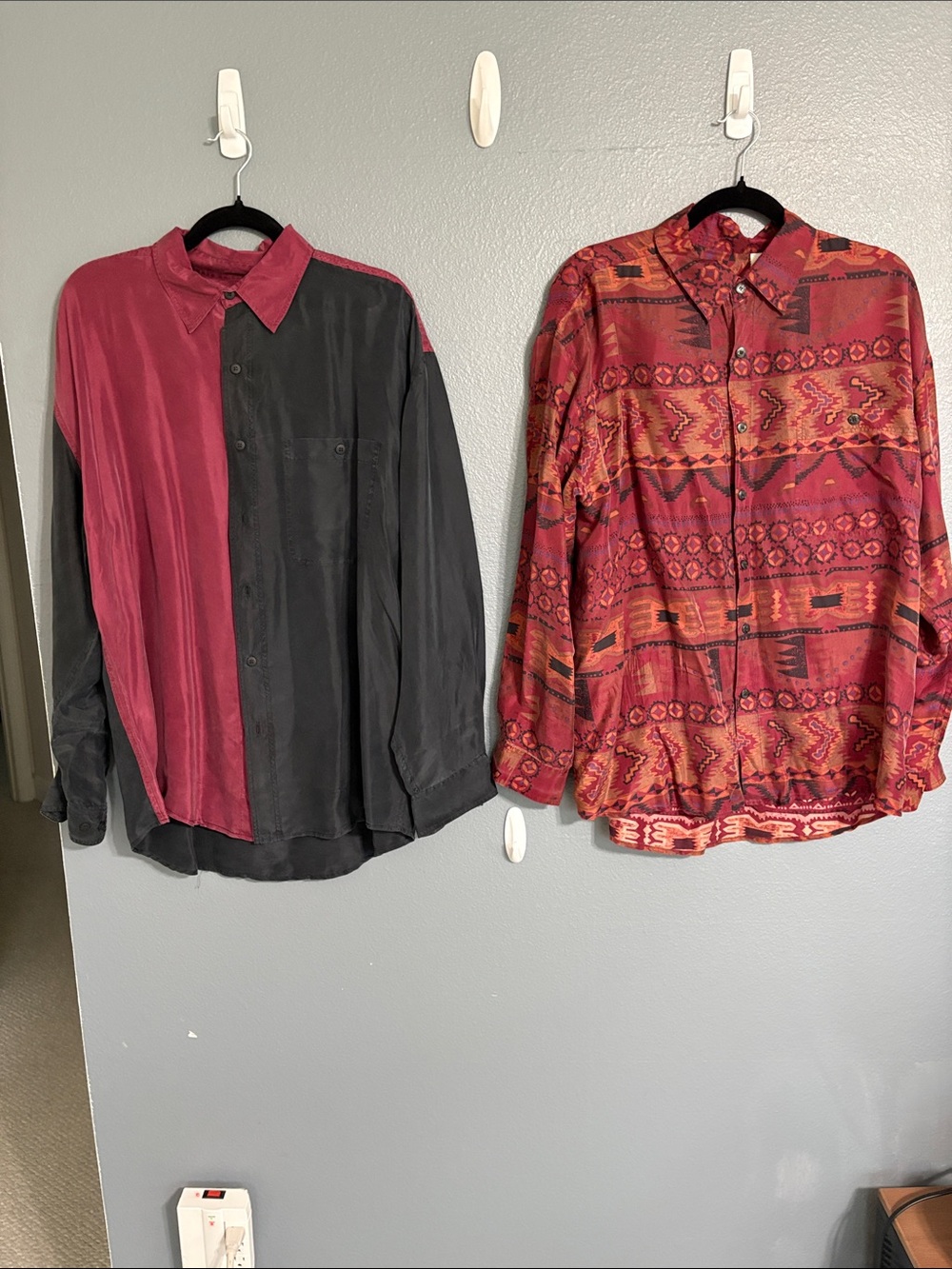 Lot of Two Long Sleeve Button Up Silk Shirts from Summa Silk. Size L